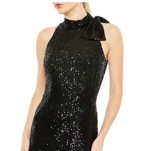Ieena for Macduggal Metallic Column Gown in black sequin